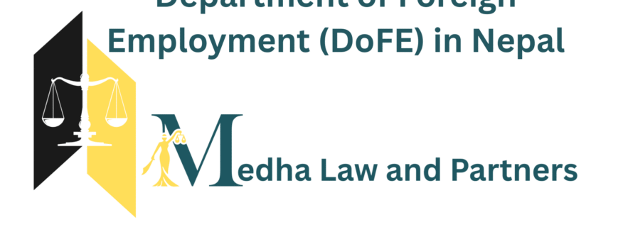 Department of Foreign Employment Nepal office building and manpower licensing process overview by Medha Law and Partners.